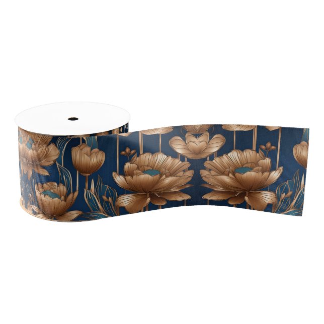 Golden Flowers Grosgrain Ribbon (Spool)