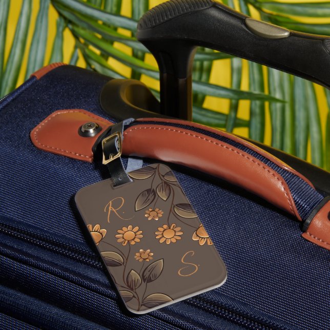 Golden Flowers Luggage Tag (Front Insitu 1)