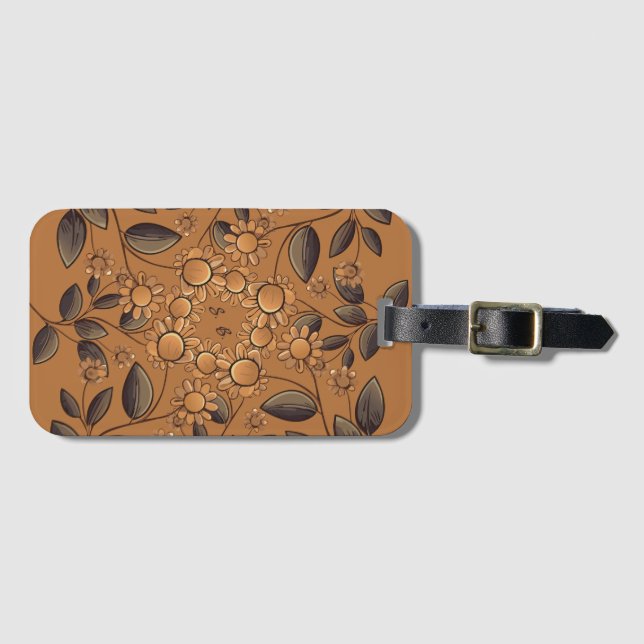 Golden Flowers Luggage Tag (Front Horizontal)