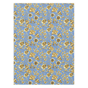 Golden flowers Pattern B01 LBlue BG Tablecloth