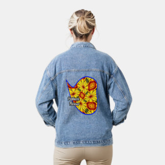 Golden Flowers Pattern Denim Jacket