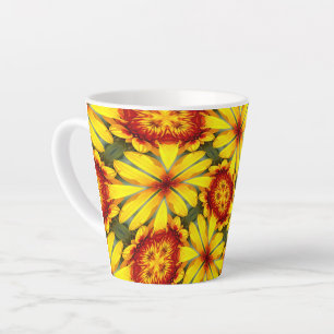 Golden Flowers Pattern Latte Mug