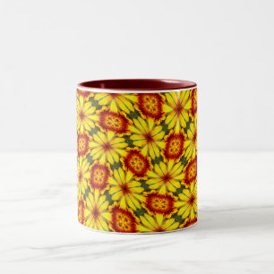 Golden Flowers Pattern Two-Tone Coffee Mug