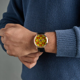 Golden Flowers Pattern Watch