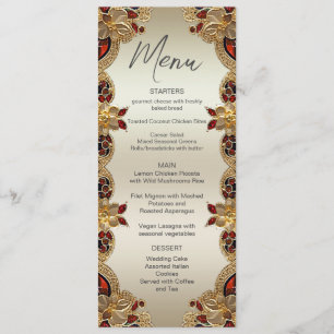 Golden Flowers Red Gemstone Splendour Wedding Menu