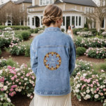 Golden Flowers Red Gemstone The Bride Denim Jacket<br><div class="desc">Beautiful Golden Flowers Red Gemstone The Bride Wedding Denim Jacket</div>