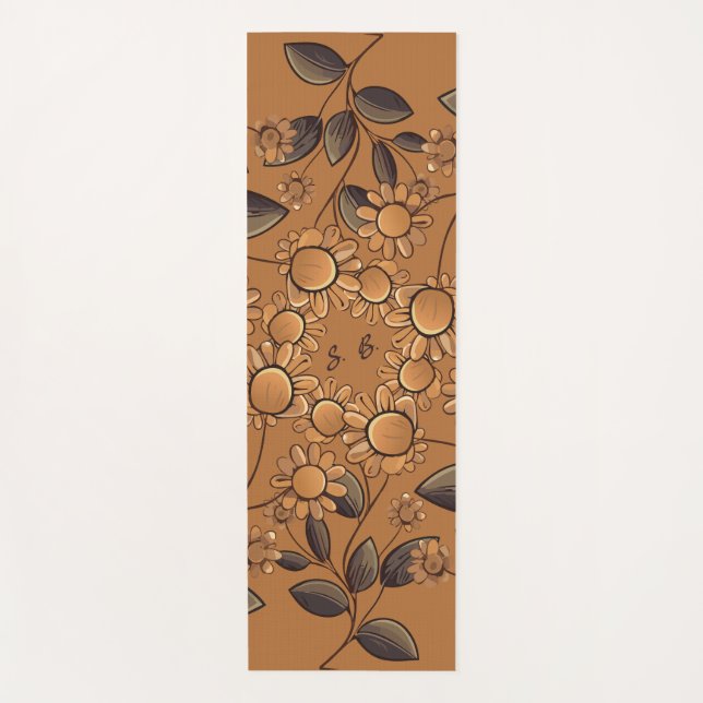 Golden Flowers Yoga Mat (Front)