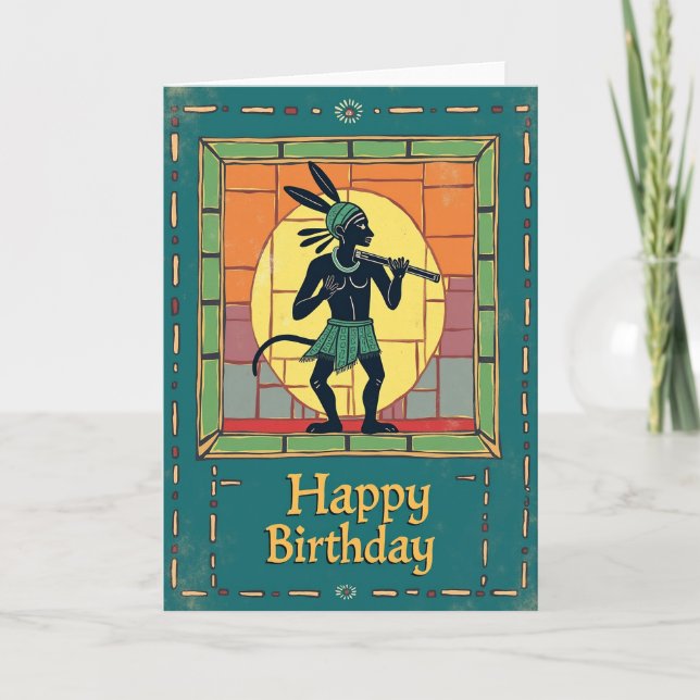 Golden Flute Birthday Card (Front)
