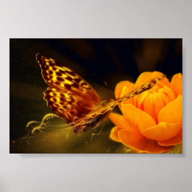 Golden Flying Butterfly Poster (Front)