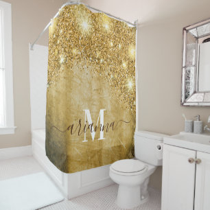 Golden Foil and Glitter Shower Curtain