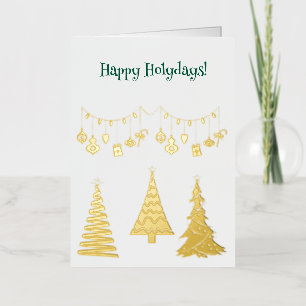 Golden Foil Christmas Trees Simple Elegant  Greeting Card