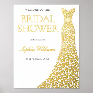 Golden Foil Dress Bridal Shower Large Welcome Sign