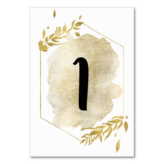 Golden Foil Effect Foliage Table Numbers (Front)