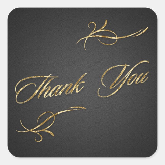 Golden foil effect Thank You Square Sticker (Front)