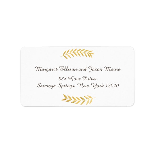 Golden Foil Look Leaves Address Label (Front)