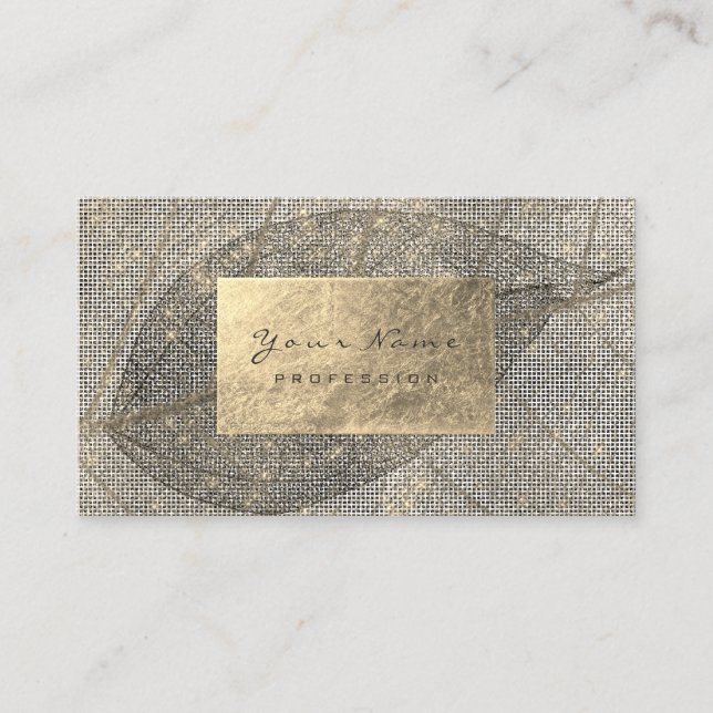 Golden Foil Sepia Urban Organic Botanical Black Business Card (Front)