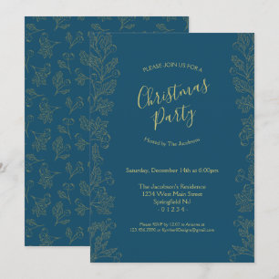 Golden Foil Winter Berries Invitation