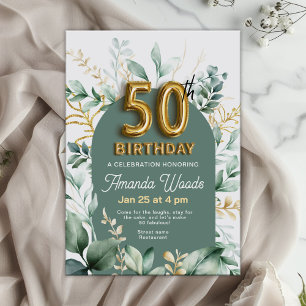 Golden Foliage 50th Birthday Celebration Invitation