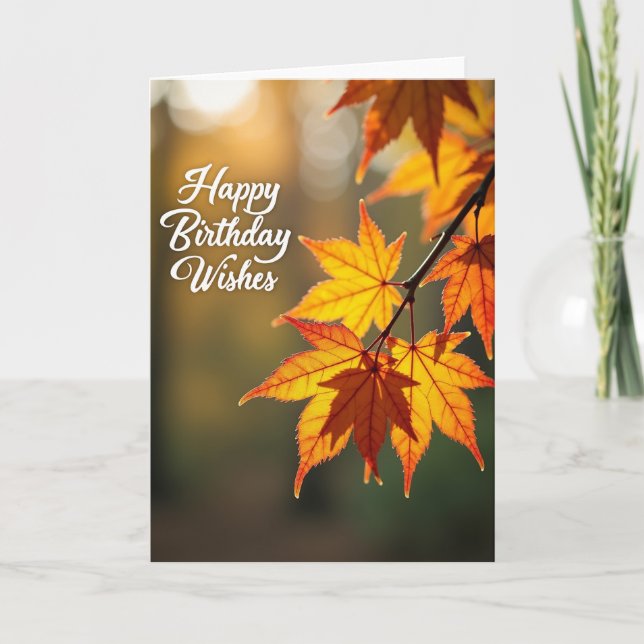 Golden Foliage Birthday Card (Front)