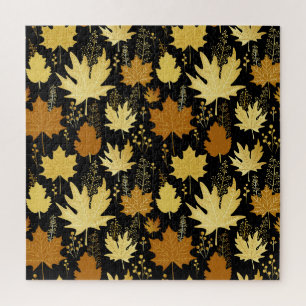 Golden foliage, vintage seamless pattern. jigsaw puzzle