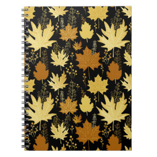 Golden foliage, vintage seamless pattern. notebook