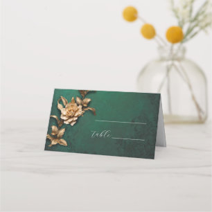Golden foliage vintage wedding place card