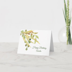 Golden Foliage Watercolor Birthday Card