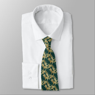 Golden Foliage Wreath Emerald Green Wedding Tie
