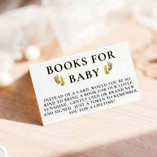 Golden Footprint Books for Baby Shower Enclosure Card