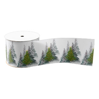 Golden Forest Glow Christmas Ribbon  Grosgrain Ribbon