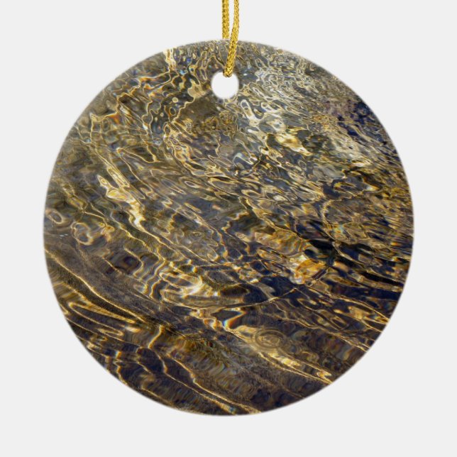 Golden Fountain Water 2 Ceramic Tree Decoration (Front)