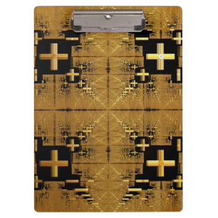 Golden Fractal Crosses Clipboard