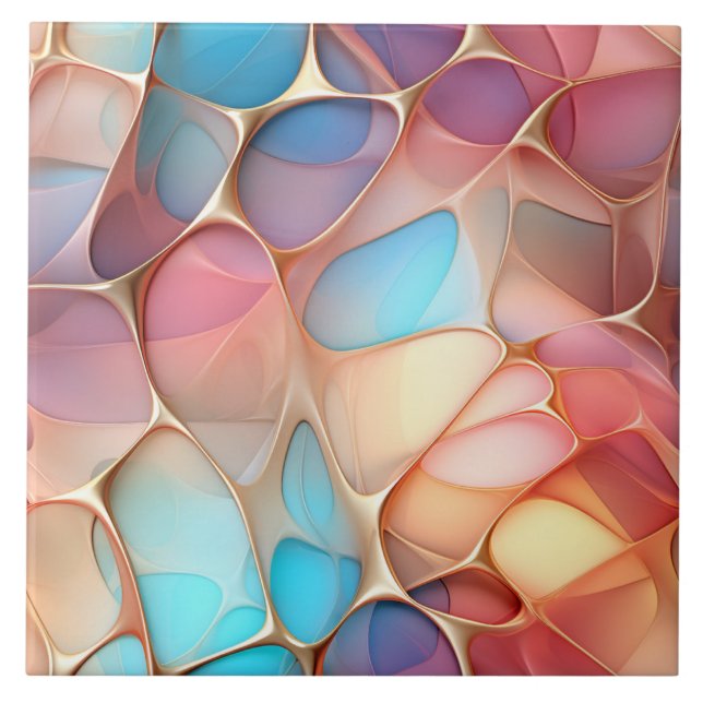 Golden Fractal Voronoi with Rainbow Tint Tile (Front)