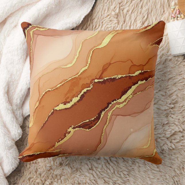 Golden Fracture Marble Earth Tone Fluid Cushion (Blanket)