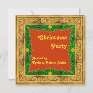Golden Frame Christmas Party Invitation