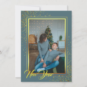 Golden frame Christmas photo Holiday Card