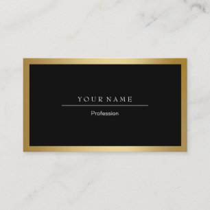 Golden Frame Minimal Black Metallic Business Card