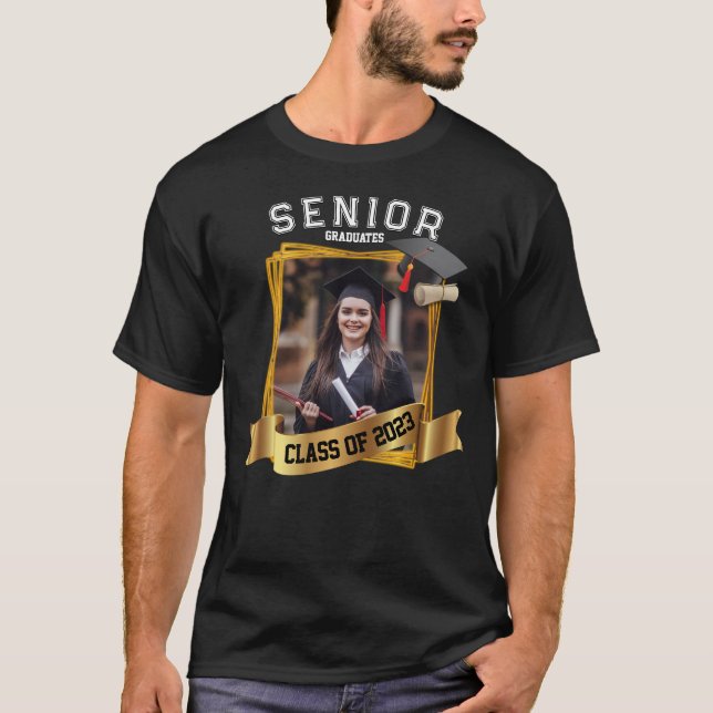 Golden Frame Photo Senior Graduation Party T-Shirt (Front)