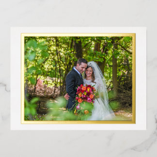 Golden frame wedding photo,simple Thank you Card