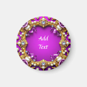 Golden Frame With Elegant Roses and Pearls Magnet