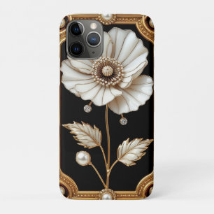 Golden Frame With Floral and Pearl Design Case-Mate iPhone Case