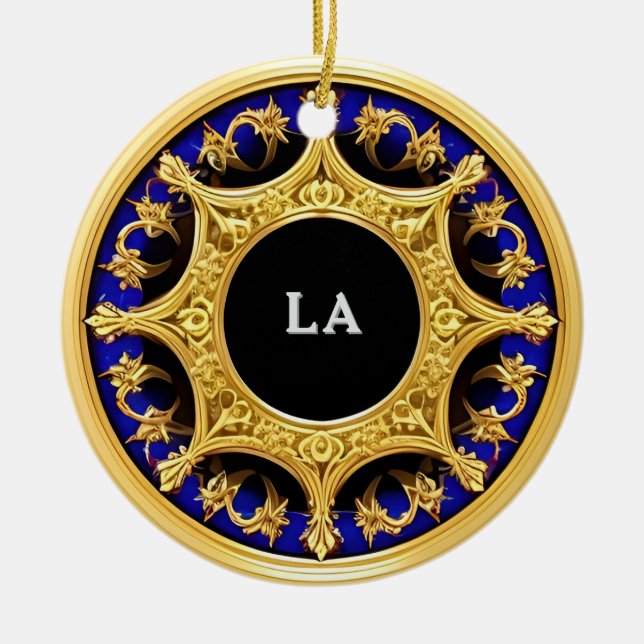 Golden Frame with Ornate Details Ceramic Tree Decoration (Front)