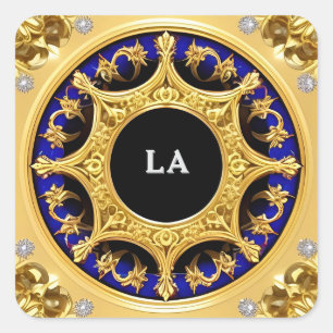 Golden Frame with Ornate Details Square Sticker