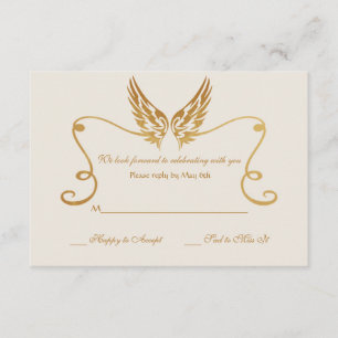 Golden Frame With Wings Response Card