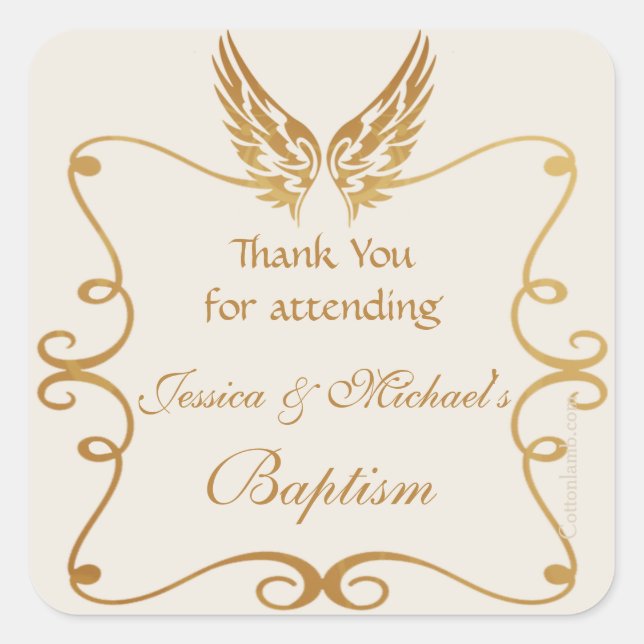 Golden Frame With Wings Sticker (Front)