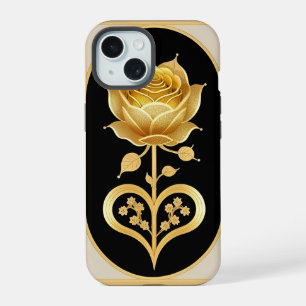 Golden Framed Rose Decorative Artwork iPhone 15 Case