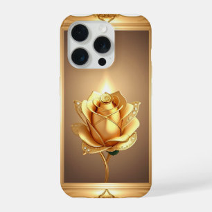 Golden Framed Rose Decorative Artwork iPhone 15 Pro Case