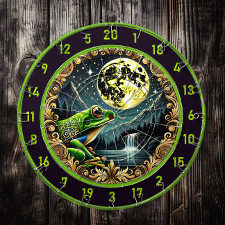 Golden Frog Hops Into Rustic Perfection Dartboard