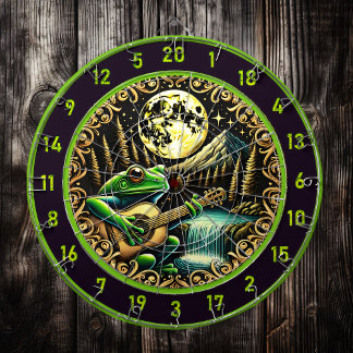 Golden Frog Serenades Under Moonlight Dartboard