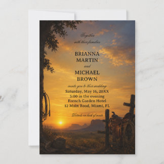 Golden Frontier Sunset Western Invitation